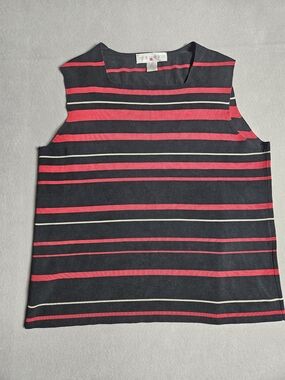 Petite Sophisticate Silk Blend Striped Sleeveless Sweater Tank Top Medium